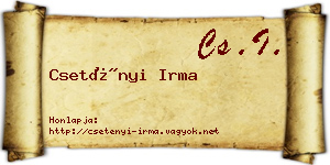 Csetényi Irma névjegykártya