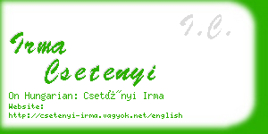 irma csetenyi business card